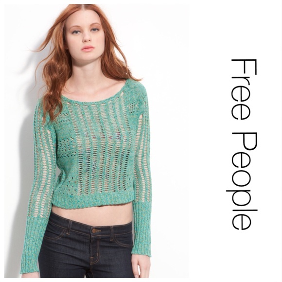 Free People Sweaters - Free People Green Open Knit Sweater M